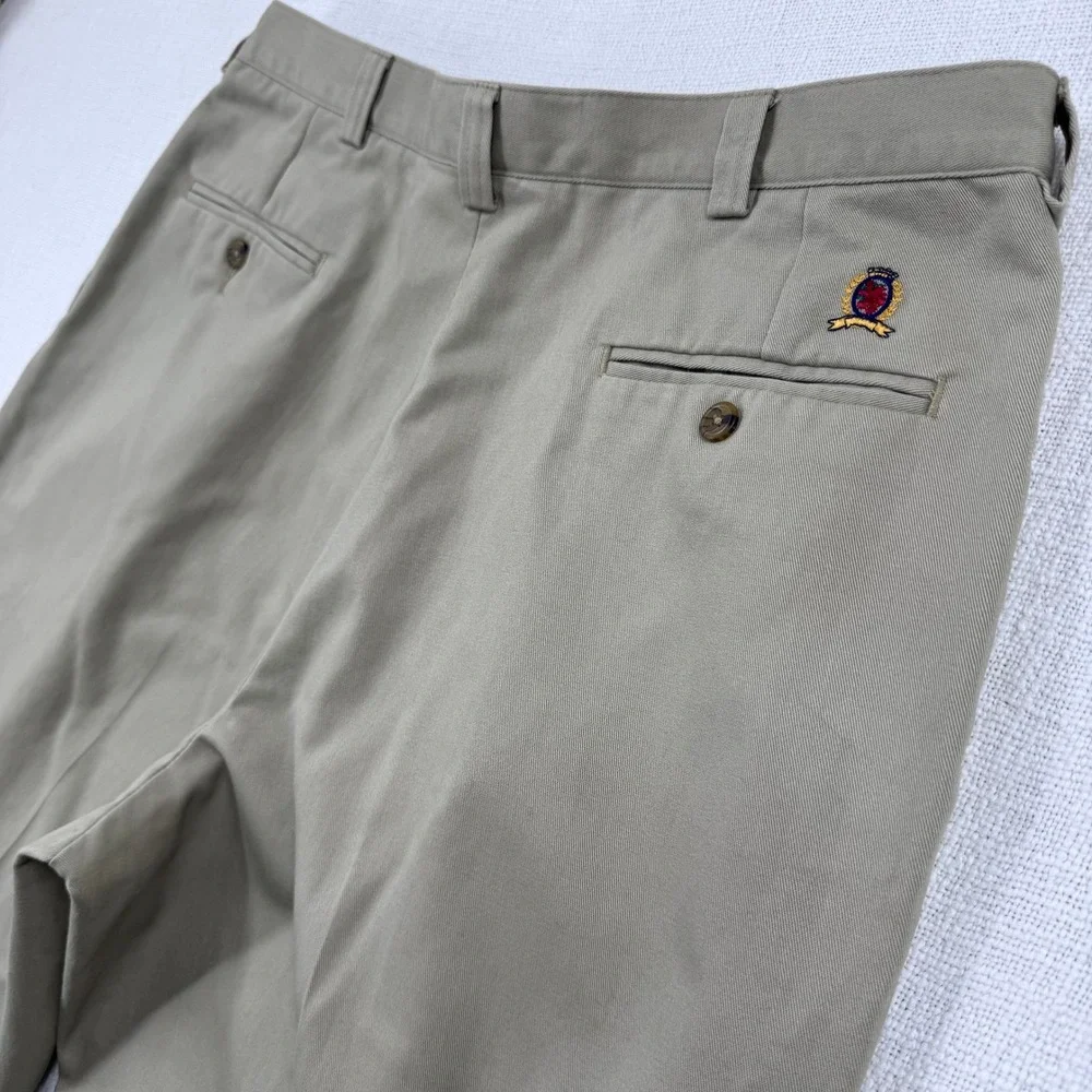 VTG 90s Tommy Hilfiger Pleated Khaki Chino Pants Cotton Twill 38x30‎ Y2K Dad